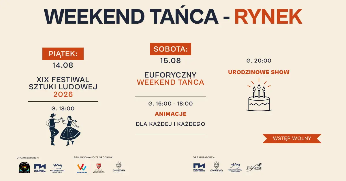 Kulturalne wydarzenia na gnieźnieńskim Rynku w sierpniu